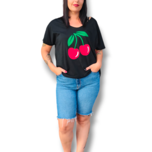 Camiseta pico cherry negro