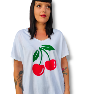 Camiseta pico cherry blanco