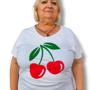 Camiseta pico cherry blanco